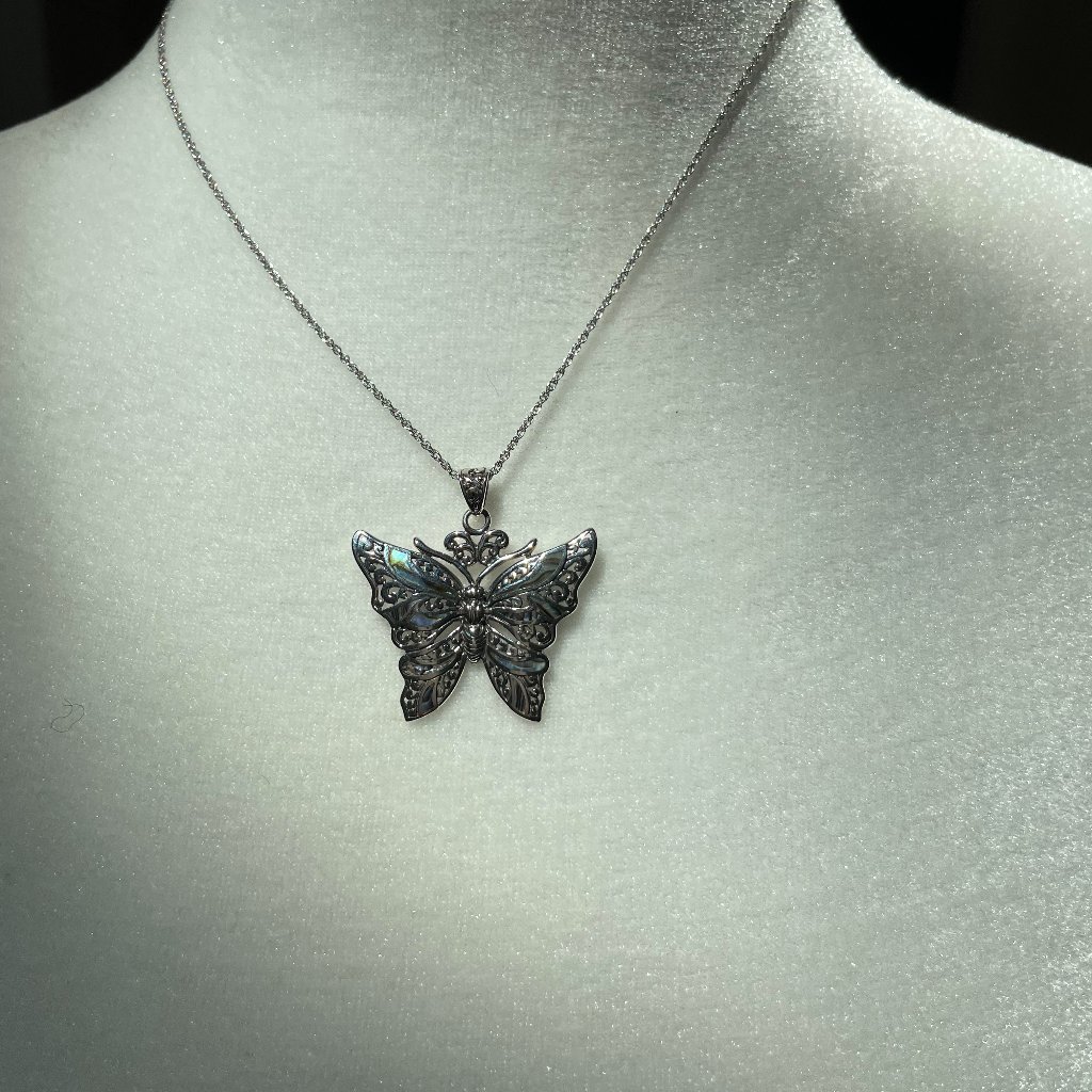 Butterfly Pendant Mother Of Pearl Shell Necklace